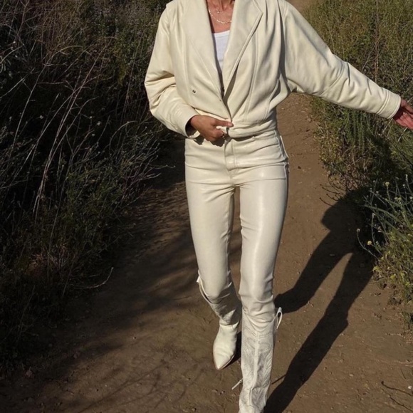 NEW MOTHER Faux Leather The Super Swooner in Wax On, Wax Off Egret, SIZE 23 0828 - Picture 3 of 10